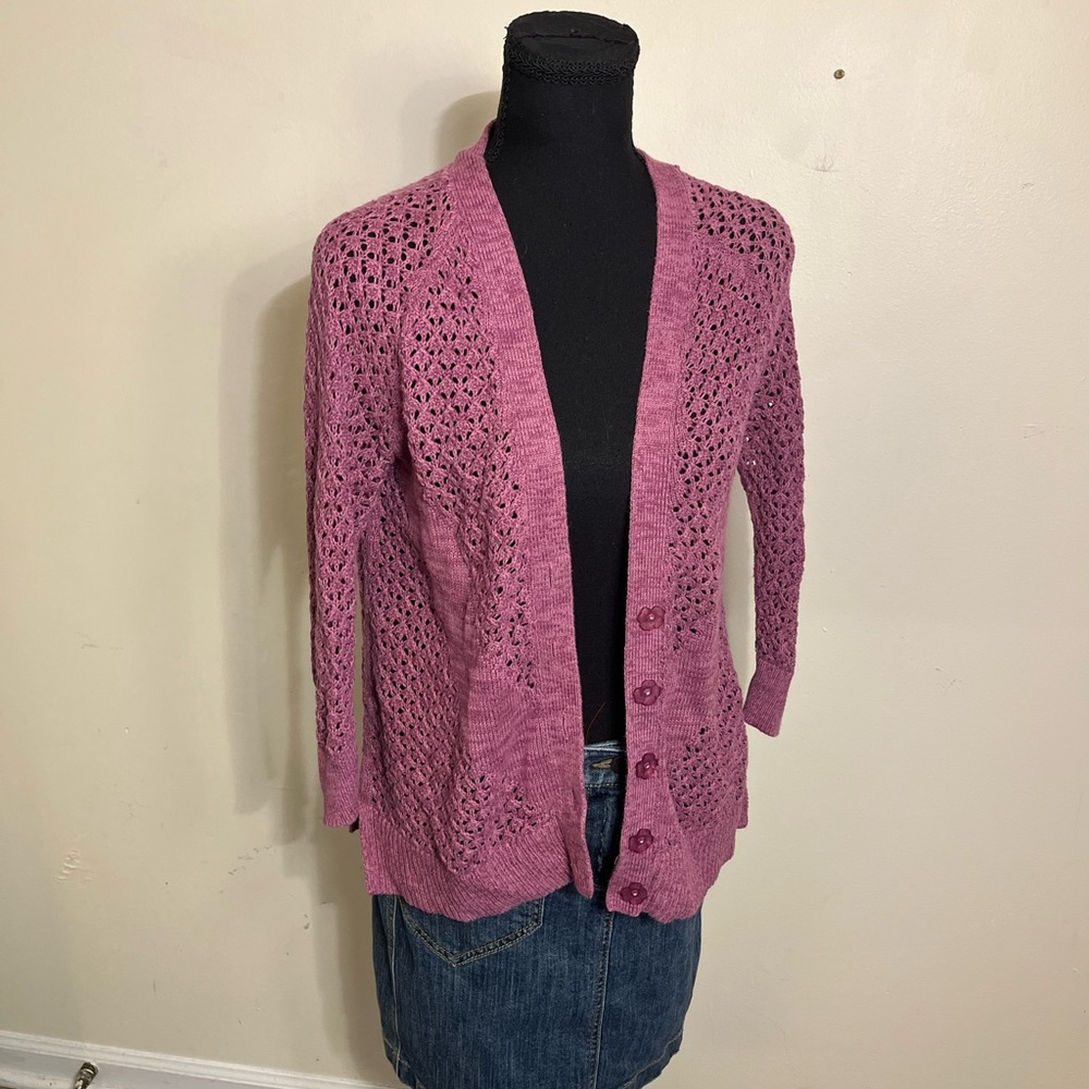 Mossimo Open-Knit Button Cardigan Sweater - Dusty Rose